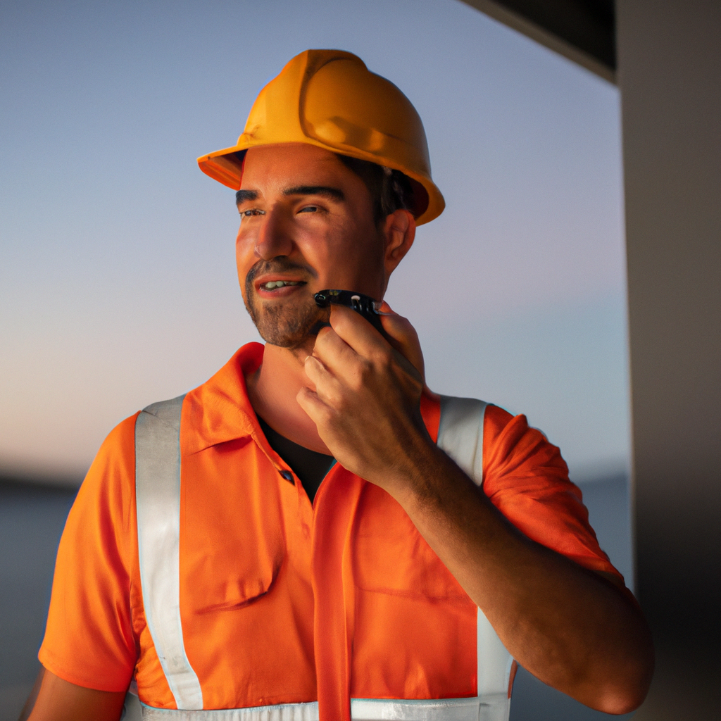 Portrait d’un ingénieur mentor avec port insulaire en arrière-plan